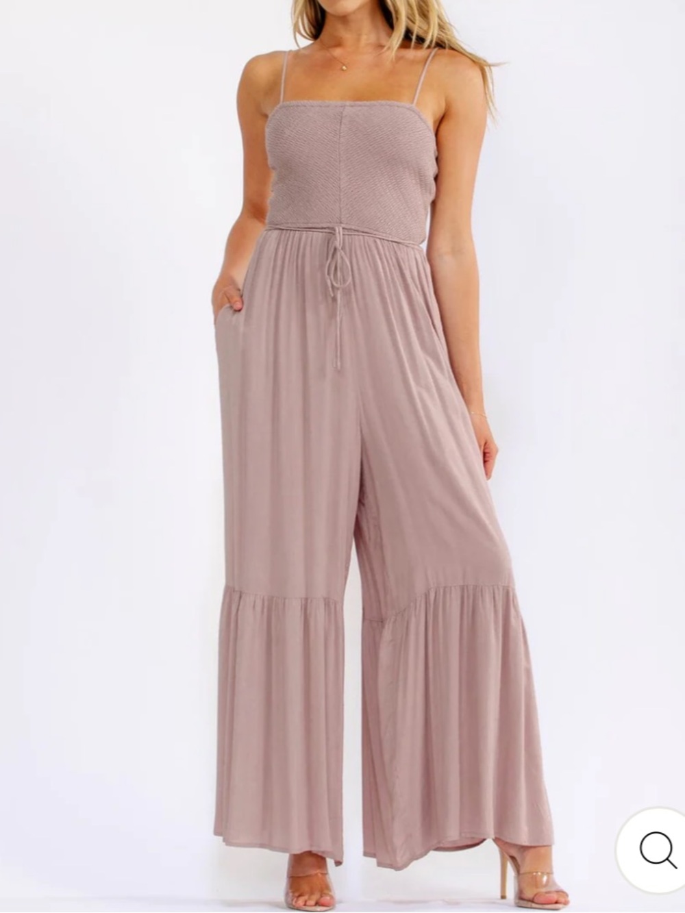 Boho NWT WOMEN'S SLEEVELESS SQUARE NECK WIDE LEG JUMPSUIT S-M-L